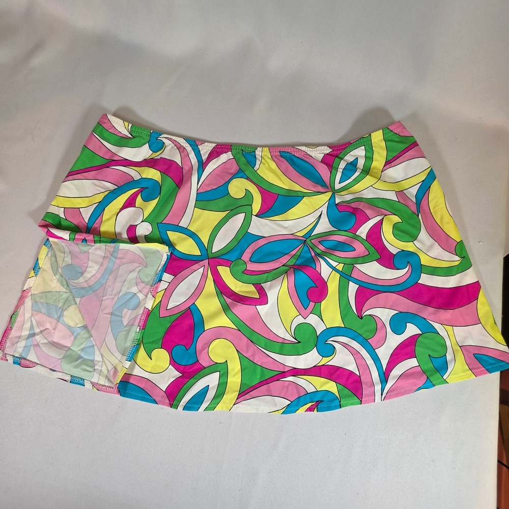 Tara Grinna‎ Multi-Color Psychedelic 3-Piece Swimsuit Set Women XL 60s Retro - Picture 2 of 5